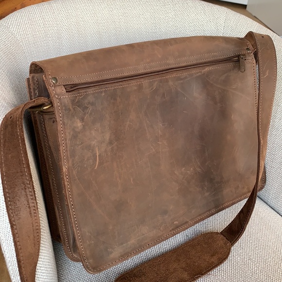 🦄 Brown leather courier shoulder bag - Picture 13 of 13